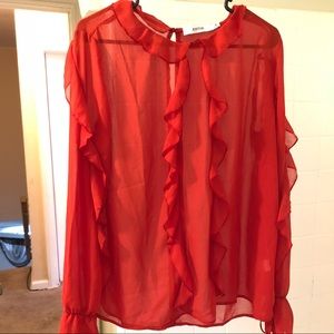 JustFab ruffle sleeve top (NWOT)